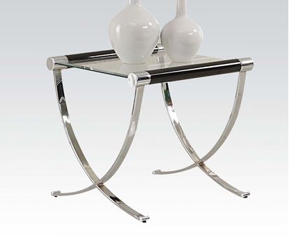 Picture of Rectangular Glass Top End Table w/ Chromed Legs