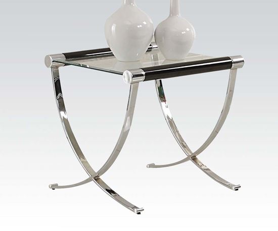 Picture of Rectangular Glass Top End Table w/ Chromed Legs