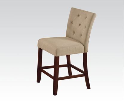 Picture of Walnut and Cream Linen 2 Pcs. Dining Side Chair    (Set of 2)