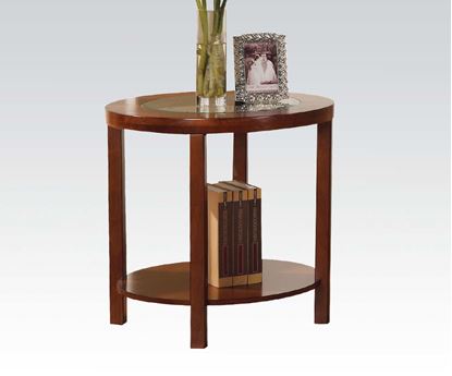 Picture of Patia Cherry End Table with Center Glass Insert