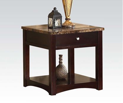 Picture of Jas Espresso End Table with Faux Marble Lift Top