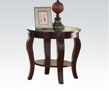 Picture of Riley Round Glass Top End Table in Walnut Finish