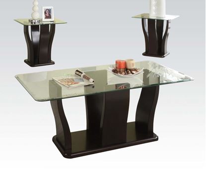 Picture of Pedestal Espresso 3pcs. Coffee and End Glass Table Set