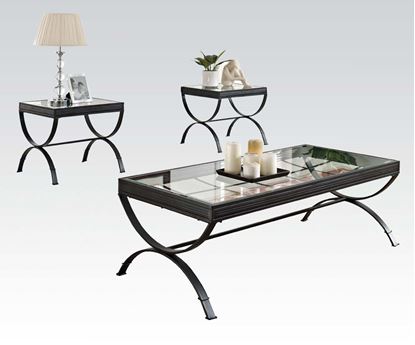 Picture of Quintin Black 3pc Pack Glass Coffee and End Table Set