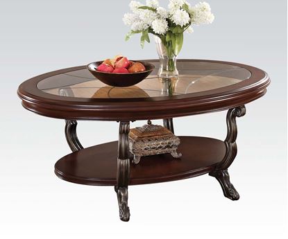 Picture of Bavol Cherry Oval Shaped Coffee Table with Glass Insert