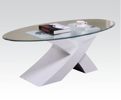 Picture of Oval Glass Top White Finish Coffee Table
