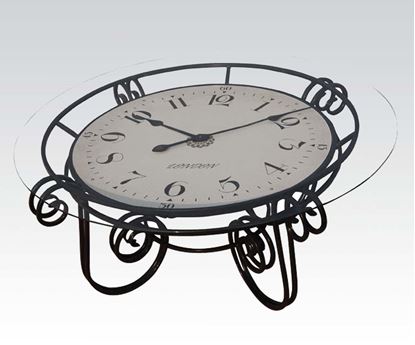 Picture of Modern Black Round Glass Top Coffee Table Clock