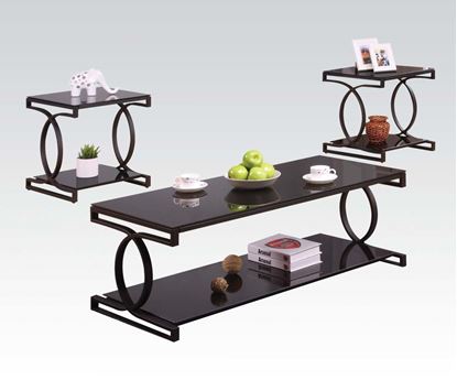 Picture of Modern Milo 3 Pieces Sandy Black Coffee Table with Shelf
