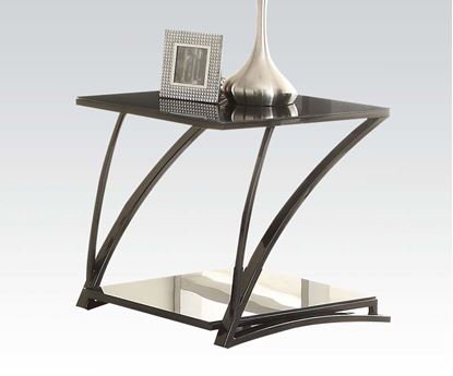 Picture of Modern End Table with Black Glass Top