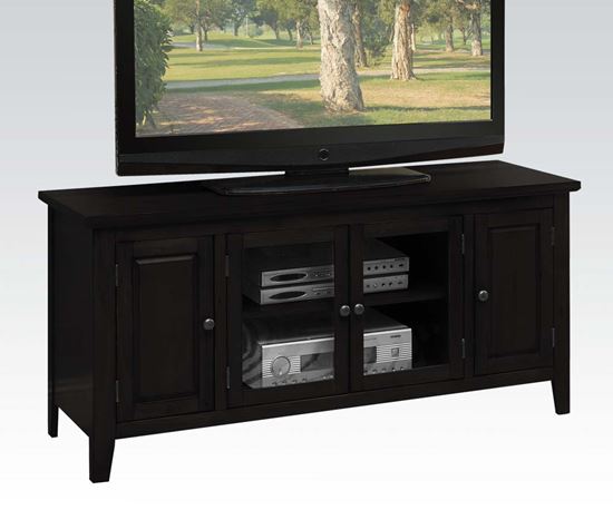 Picture of Christella Contemporary Black TV Stand w/ Glass Front Cabinet