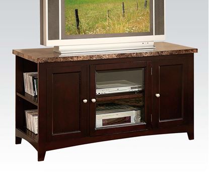 Picture of Finely Espresso TV Stand with Faux Marble Top