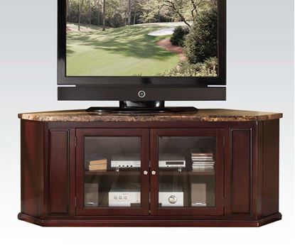 Picture of Nevin Corner Unit Espresso Wood w/ Faux Brown Marble Top TV Stand