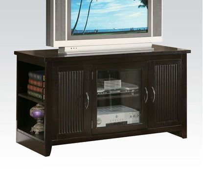 Picture of Contemporary TV Stand Glass Doors in Espresso Finish