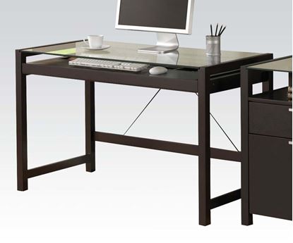 Picture of Loakin Glass Top Computer Desk in Wenge Finish