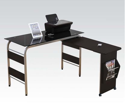Picture of Garion Computer Desk in Black Tempered Glass Finish
