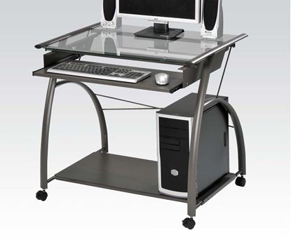 Picture of Vincent Silver Metal Base Glass Top Computer Desk