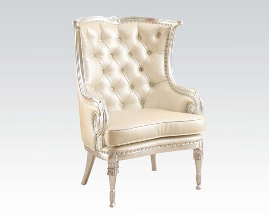 Picture of Silver Frame Accent Chair (W/Beige Pu)