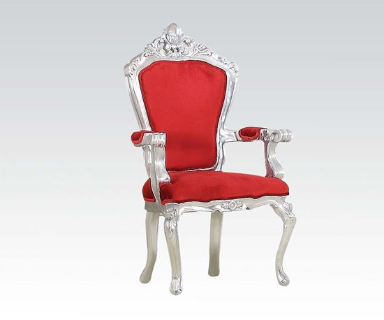 Picture of Silver Accent Chair W/Red Fabric