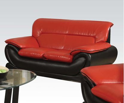Picture of Orel Red and Black Bonded Leather Loveseat 