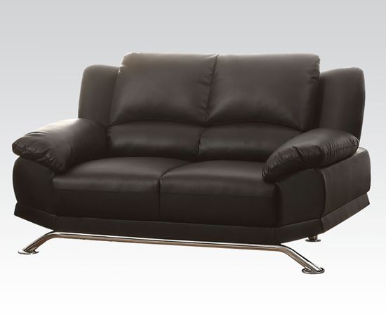 Picture of Modern Black Bonded Leather Match Loveseat 