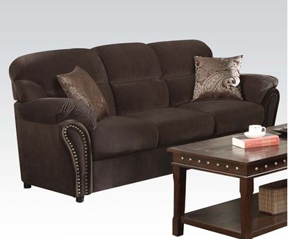 Picture of Patricia Chocolate Velvet Sofa w/ 2 Pillows