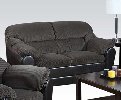 Picture of Connell Dark Grey Corduroy and Espresso Bycast Loveseat by