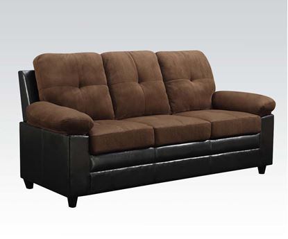Picture of Modern Chocolate Tufted Microfiber Leather Sofa 