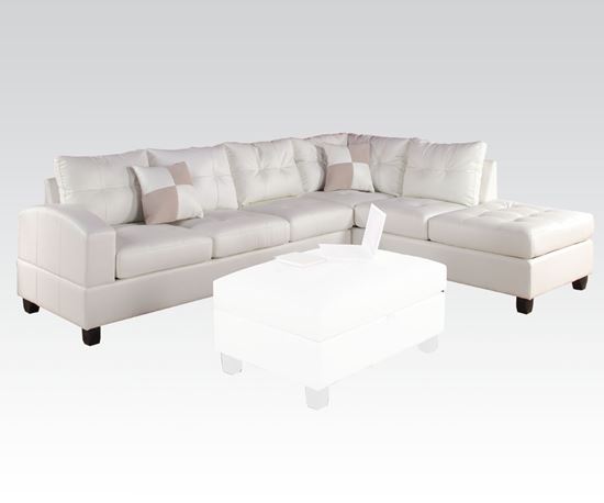 Picture of Kiva White Bonded Leather RF Sectional Sofa with 2 Pillows