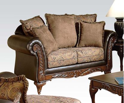 Picture of Transitional Fairfax Chocolate Two Tone Fabric Loveseat 