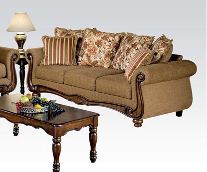 Picture of Traditional Fabric Floral Brown Finished Sofa 