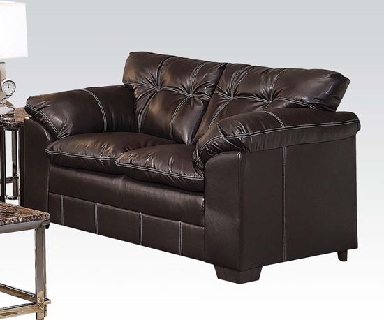 Picture of Contemporary Hayley Onyx  Bonded Leather Upholstered Loveseat