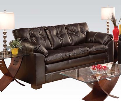 Picture of Contemporary Hayley Chocolate Bonded Leather Upholstered Sofa