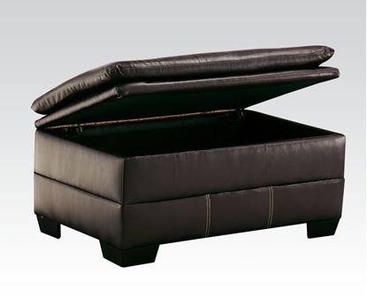 Picture of Contemporary Hayley Chocolate Bonded Leather Upholstered Ottoman