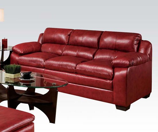 Picture of Contemporary Jeremy Padded Bonded Leather Red Sofa 