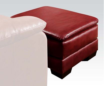 Picture of Contemporary Jeremy Padded Bonded Leather Red Ottoman 