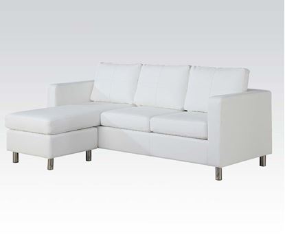 Picture of White Bycast PU Reversible Chaise Sectional Sofa