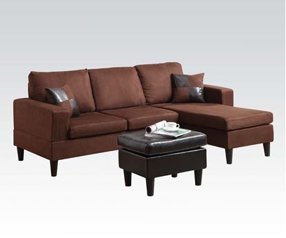 Picture of Robyn Chocolate Microfiber Reversible Sectional Sofa by