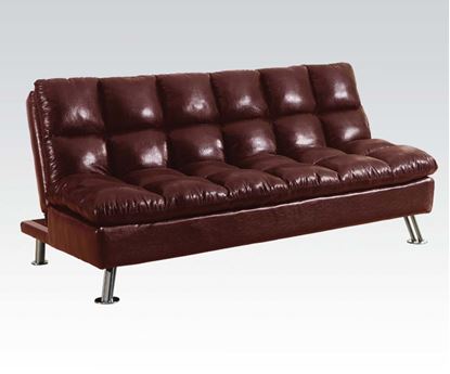 Picture of Modern Burgundy PU Adjustable Sofa Bed Futon Sleeper