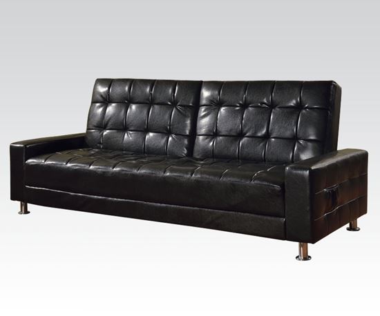 Picture of Black PU Adjustable Sofa with Solid Arms