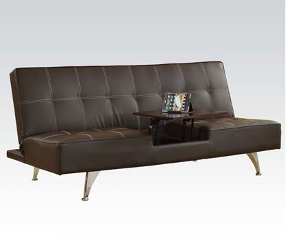 Picture of Modern Brown PU Adjustable Sofa with Hidden Table