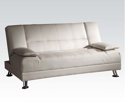 Picture of Modern White PU Adjustable Sofa Bed Futon Sleeper