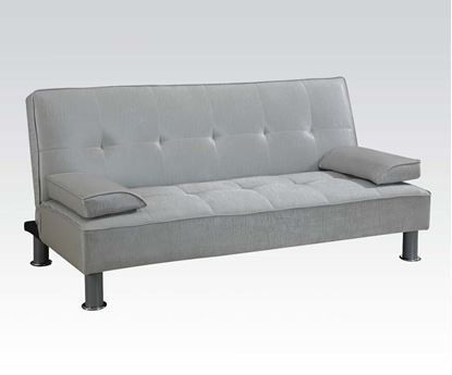 Picture of Korb Silver Leather Like Vinyl Upholstered Adjustable Sofa