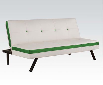 Picture of Modern White Green PU Adjustable Sofa Bed Futon Sleeper  A