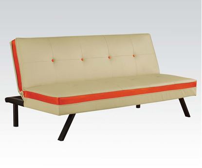Picture of Modern Cream Red PU Adjustable Sofa Bed Futon Sleeper