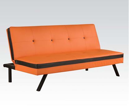 Picture of Modern Orange Black PU Adjustable Sofa Bed Futon Sleeper