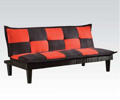 Picture of Contempoeary Adjustable Sofa with Black and Red Microfiber