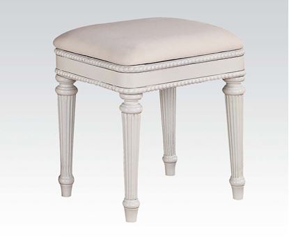 Picture of Classique White Finish Upholstered Computer Bench