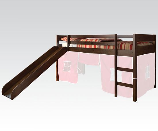Picture of Modern Espresso Kids Twin Loft Bed with Slide 