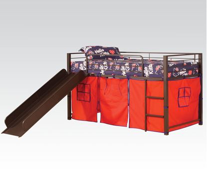 Picture of Kids Loft Bed With Slide & Red Tent