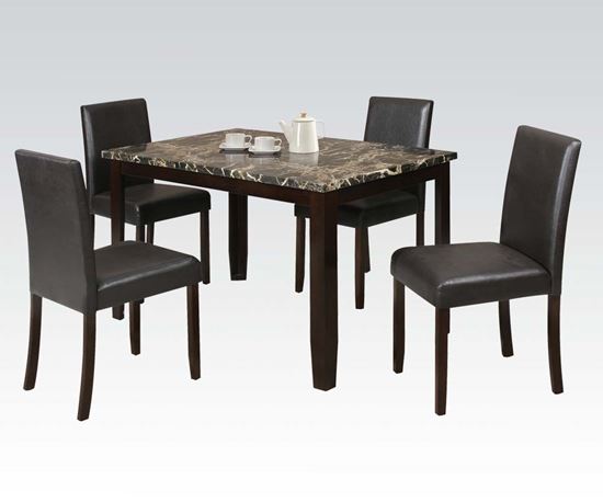 Picture of 5Pc Pk Bk Faux Marble Dining Set  W/P2